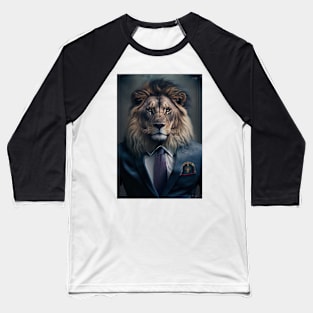 Portrait of a Handsome Lion wearing a suit Baseball T-Shirt